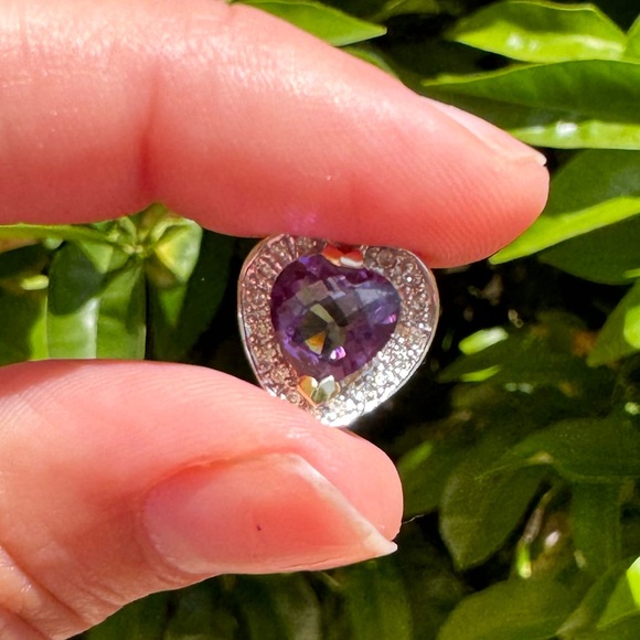 Vintage 14k amethyst and diamond ring with matching pendant - Picture 5 of 13